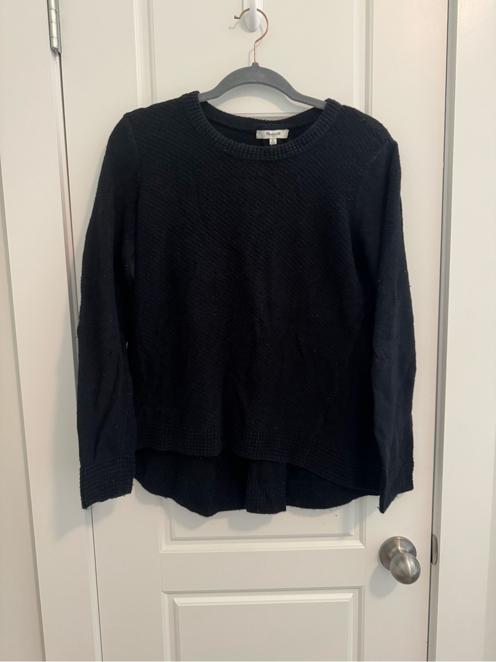 Madewell Black Crewneck Sweater with Zip Back Detail